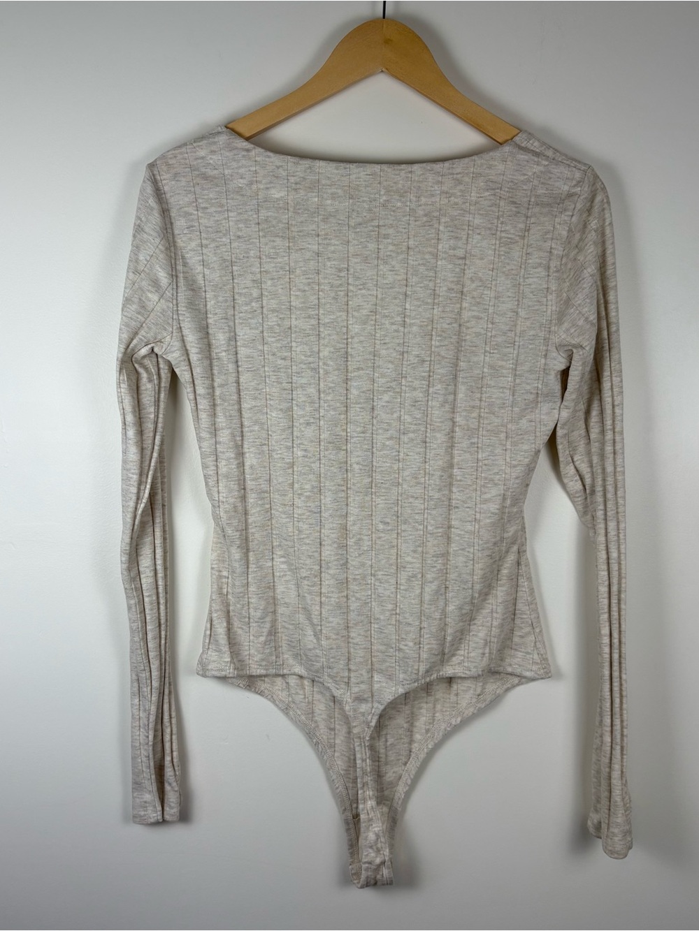 Free People Intimately Beside Me Oatmeal Beige Ribbed Square Neck Size Large - Picture 4 of 8
